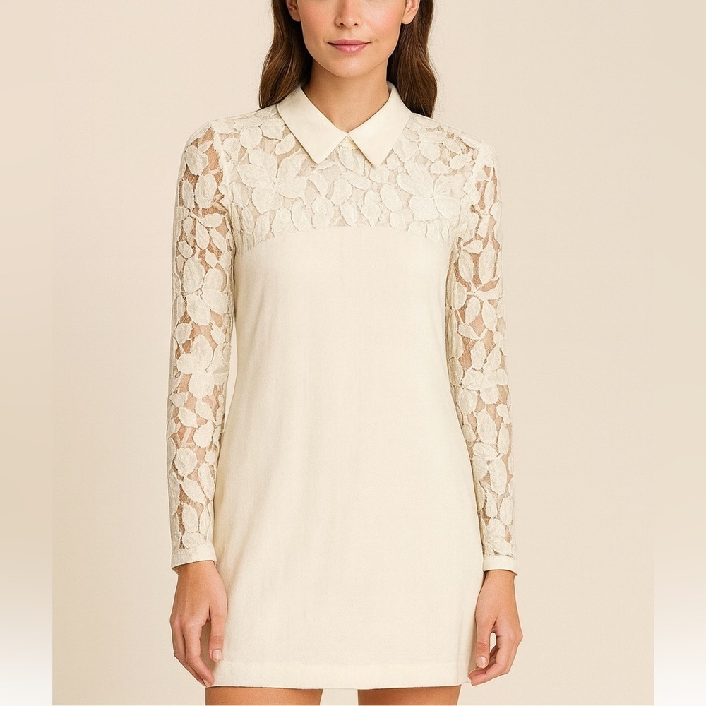 Axara Paris  longsleeve cream lace dress 38/L